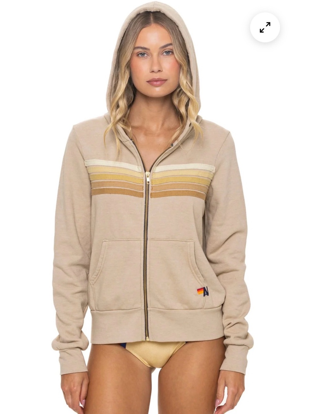 Aviator Nation five stripe hoodie XS faded sand like new